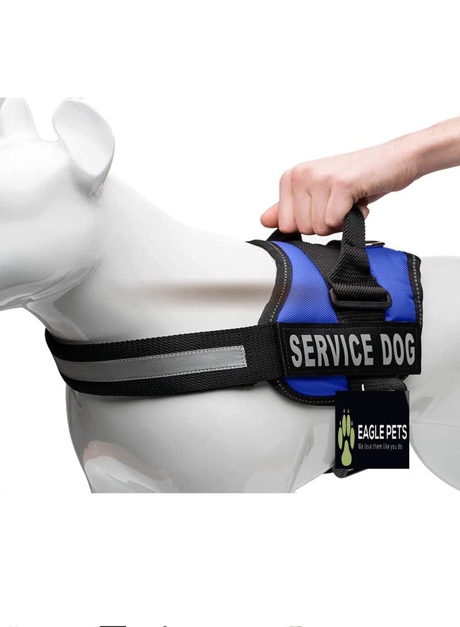 Eagle Pets Service Dog Harness, No-Pull Reflective Dog Vest, Breathable Adjustable Pet Harness with Handle for Outdoor Walking -No More Pulling Tugging, Choking (Blue, Medium (60-75cm)) - Image 1